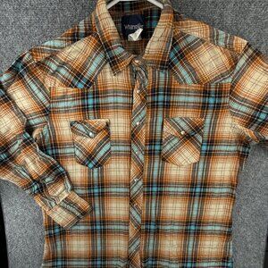 Wrangler Flannel Plaid XLT Tall Men Long Sleeve Snap Up Shirt Western Soft Adult